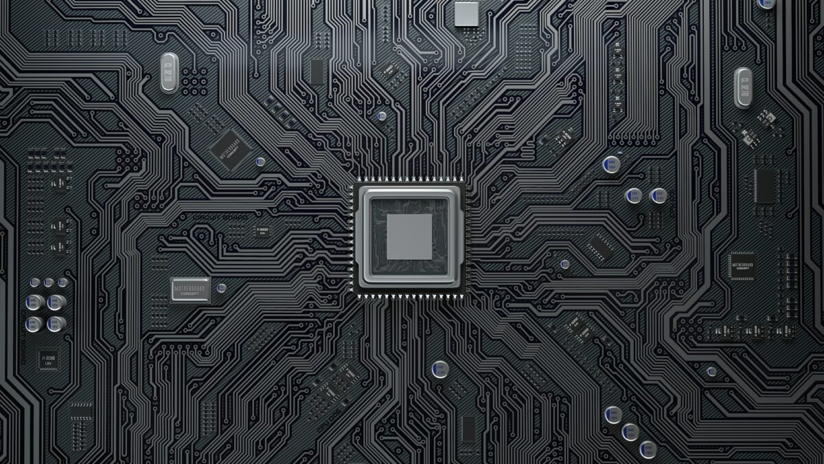 CPU chip on circuit board.
