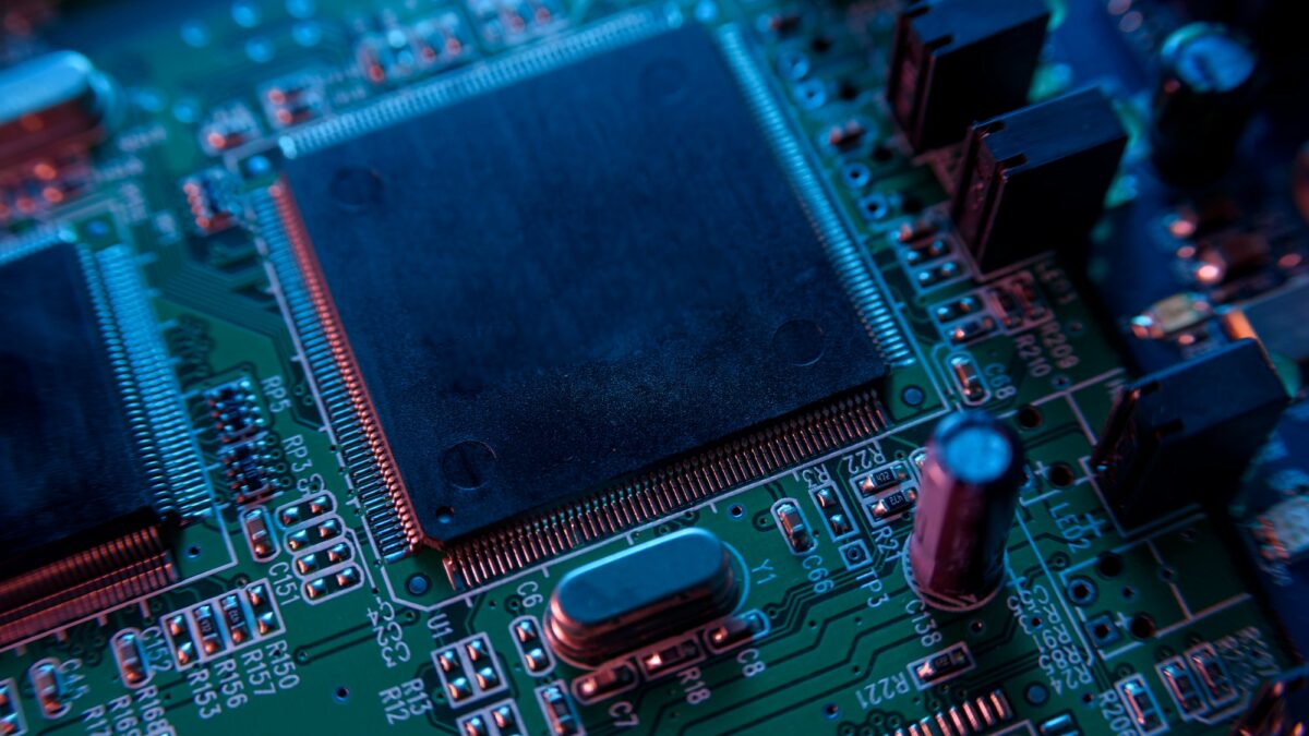Microcircuit with chip close up