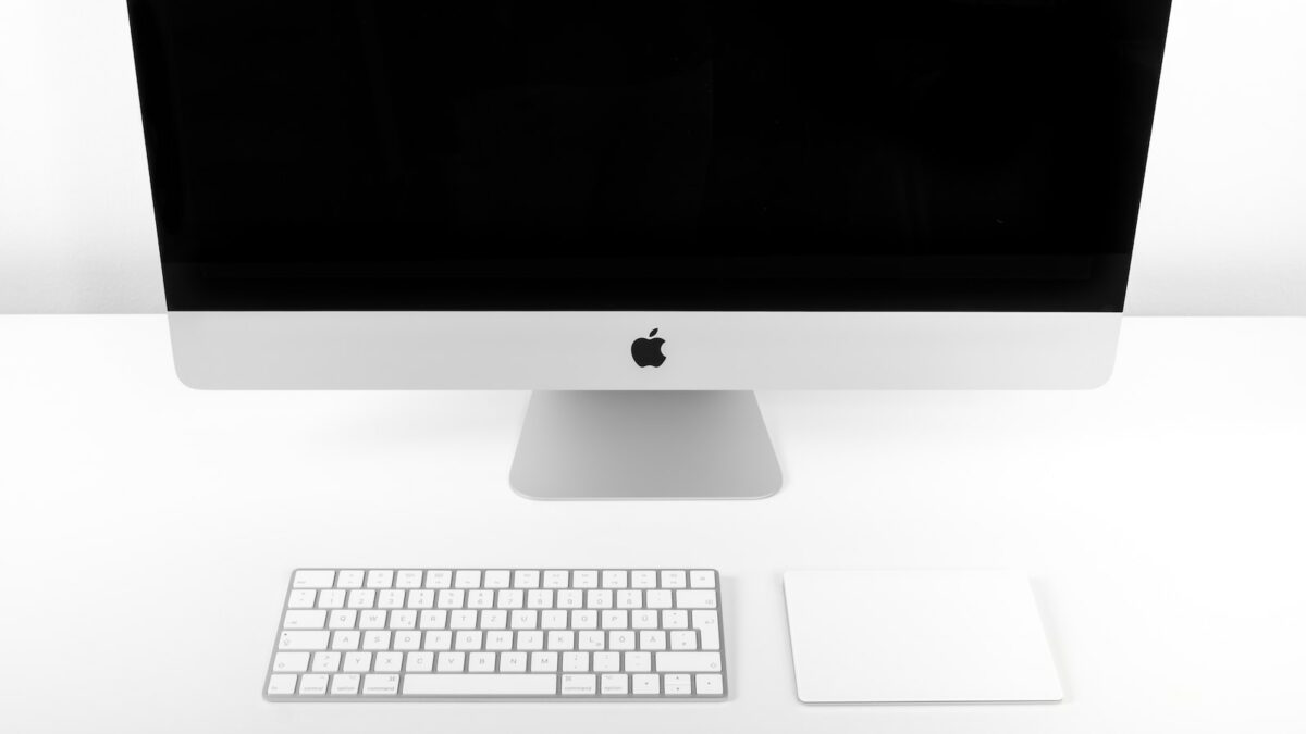iMac turned off on white desk