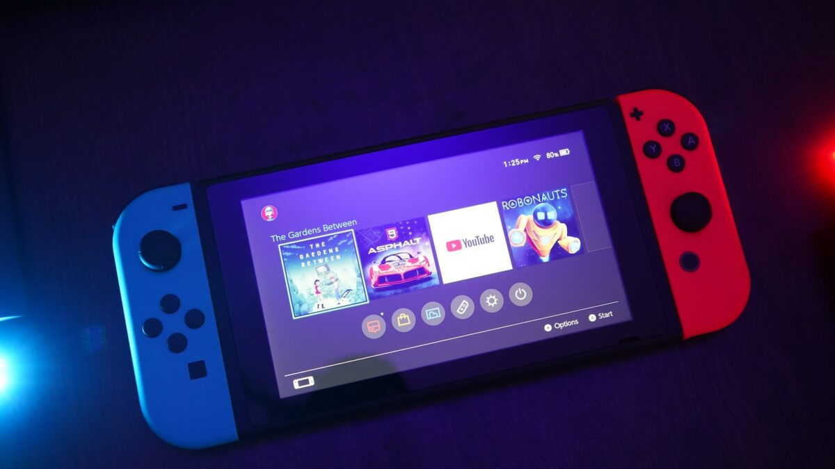 Nintendo Switch console turned on with Joy-Con controls