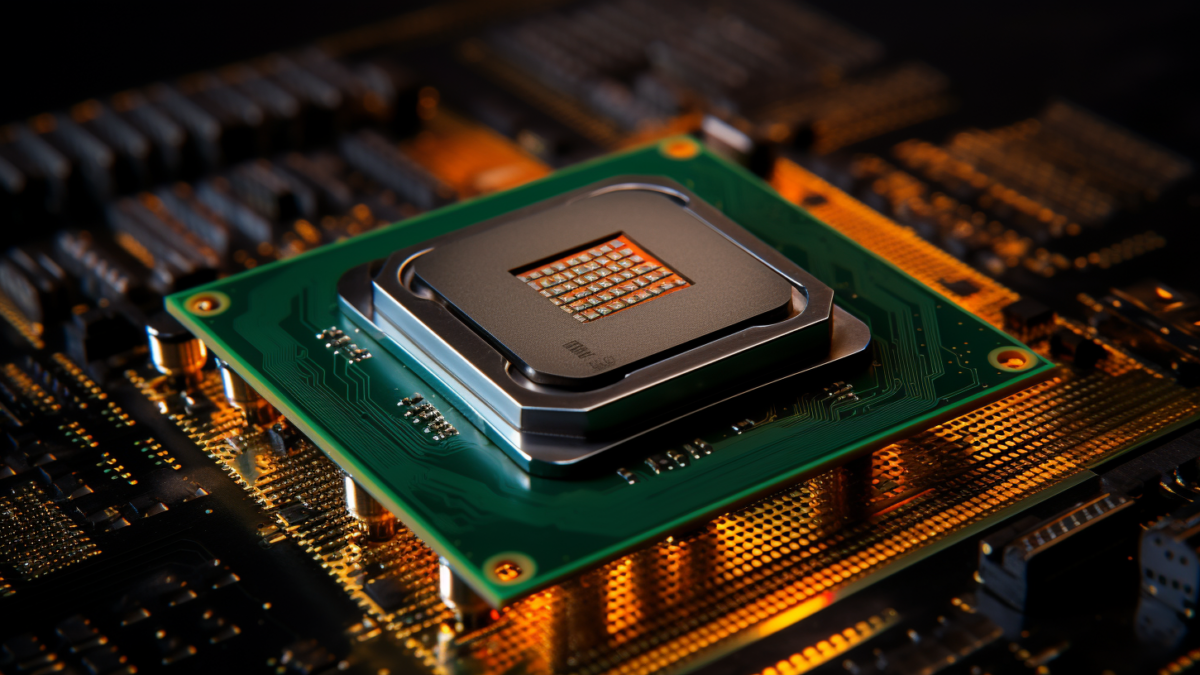 Foto einer CPU auf einem Sockel