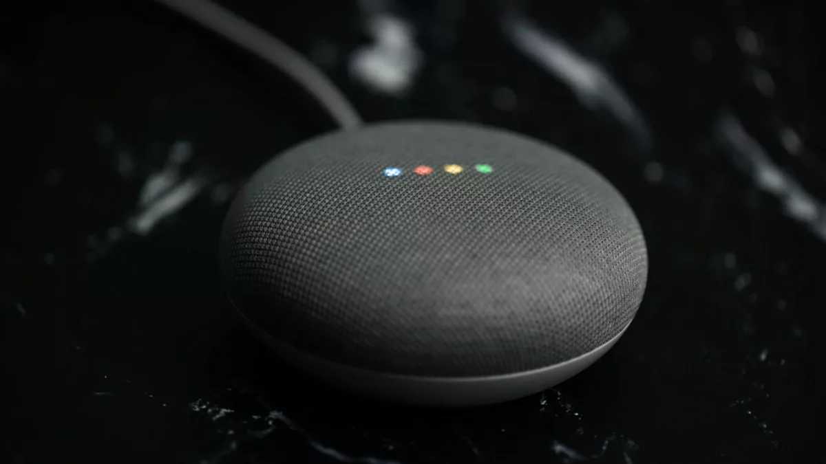 a google home mini sitting on top of a table