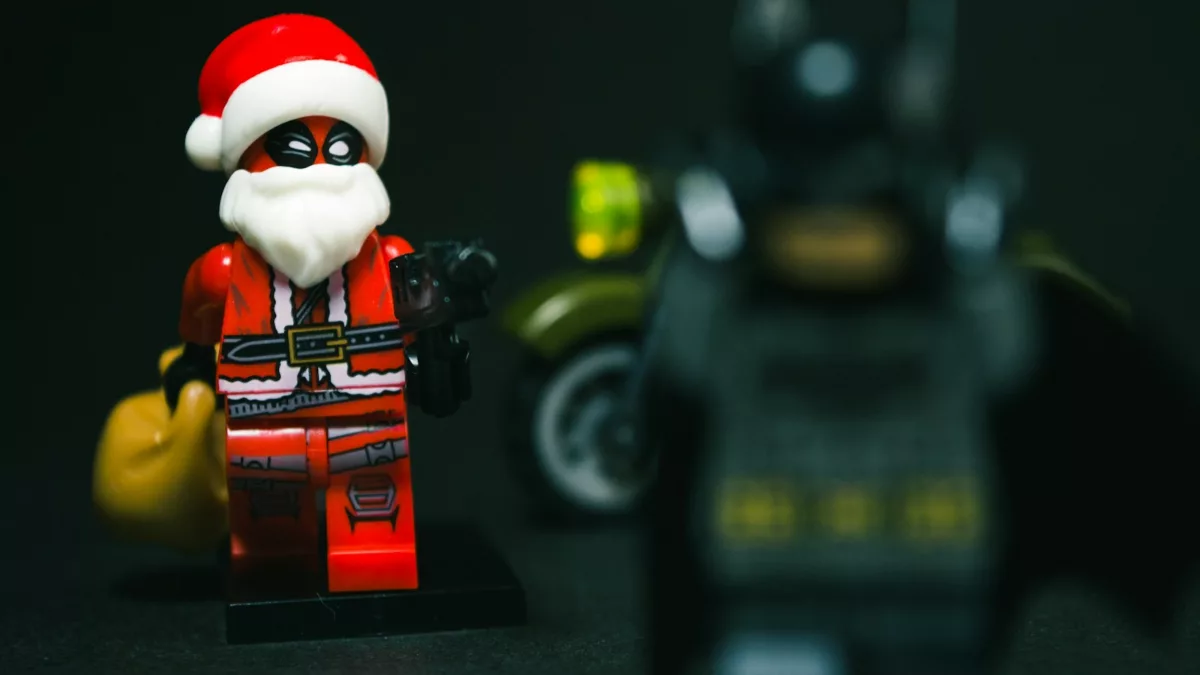 selective focus photography of Santa Claus minifig